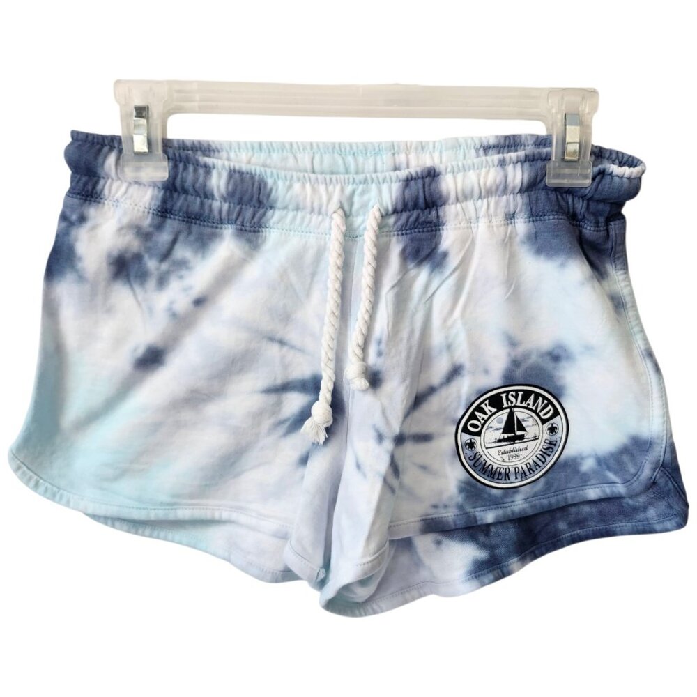 Dreamsicle Women's Drawstring Tie‎ Dye "Oak Island" Vacay Shorts Blue Size Large